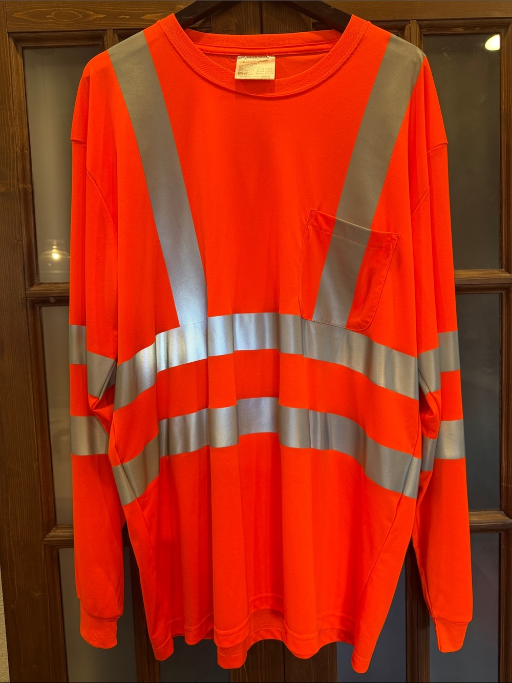 High-Visibility Orange Long Sleeve Safety Tee with Reflective Stripes